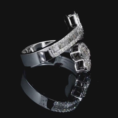 Diamond Hearts Wrap Ring