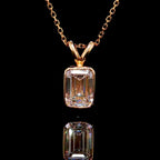 Bezel Set Emerald Diamond Pendant 14K Gold