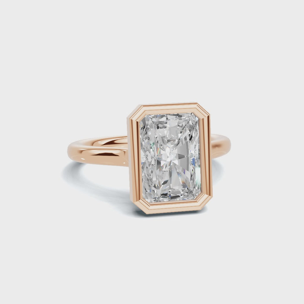Modern 3 CT Radiant Cut Bezel Solitaire Ring