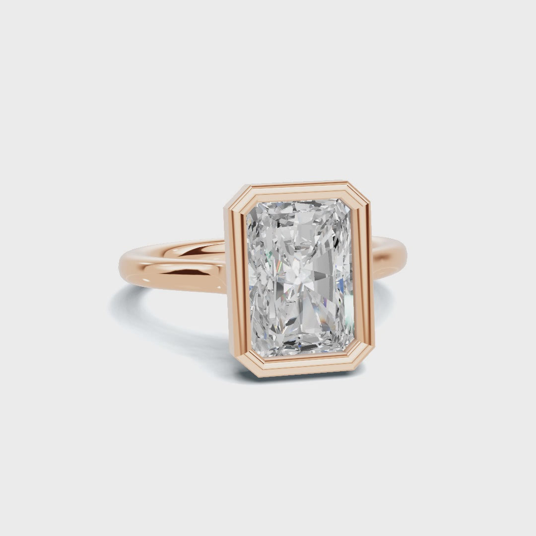 Modern 3 CT Radiant Cut Bezel Solitaire Ring