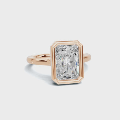 Modern 3 CT Radiant Cut Bezel Solitaire Ring