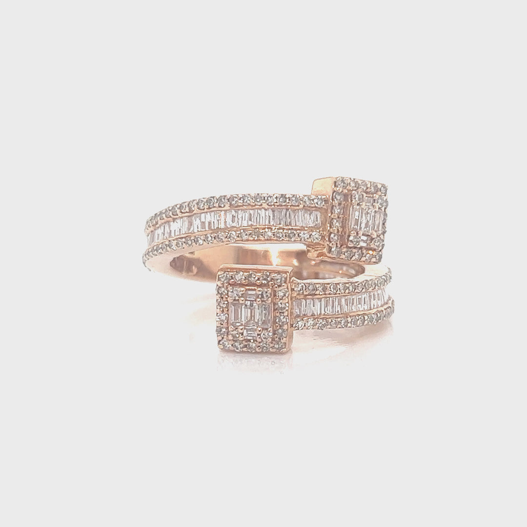 Twisted Baguette Diamond Ring