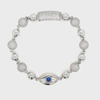 Diamond and Gold Evil Eye Bracelet White Gold 14k