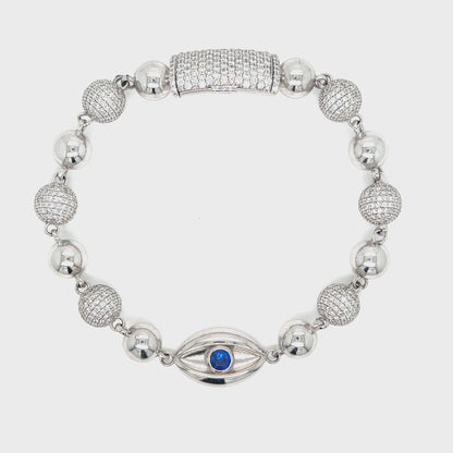 14KT Diamond and Gold Evil Eye Bracelet