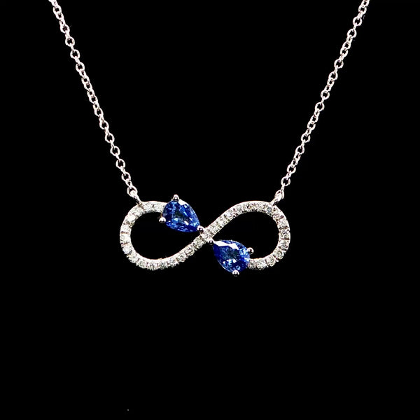 Infinity Sapphire Necklace White Gold