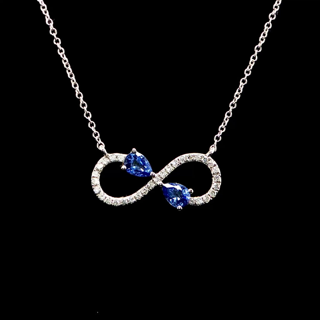 Infinity Sapphire Necklace White Gold