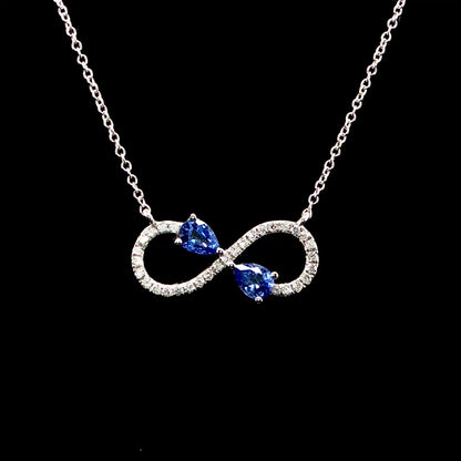 Infinity Sapphire Necklace White Gold