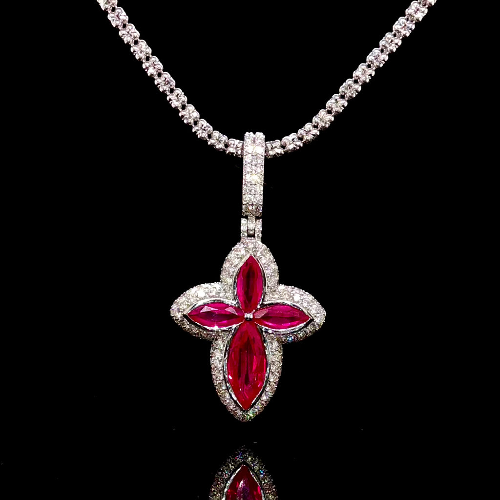 Diamond Ruby Cross Pendant
