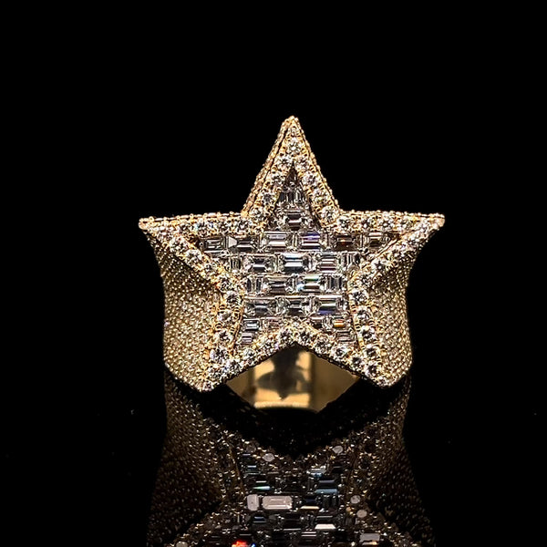 9.50 CT Emerald Cut Diamond Mens Star RIng