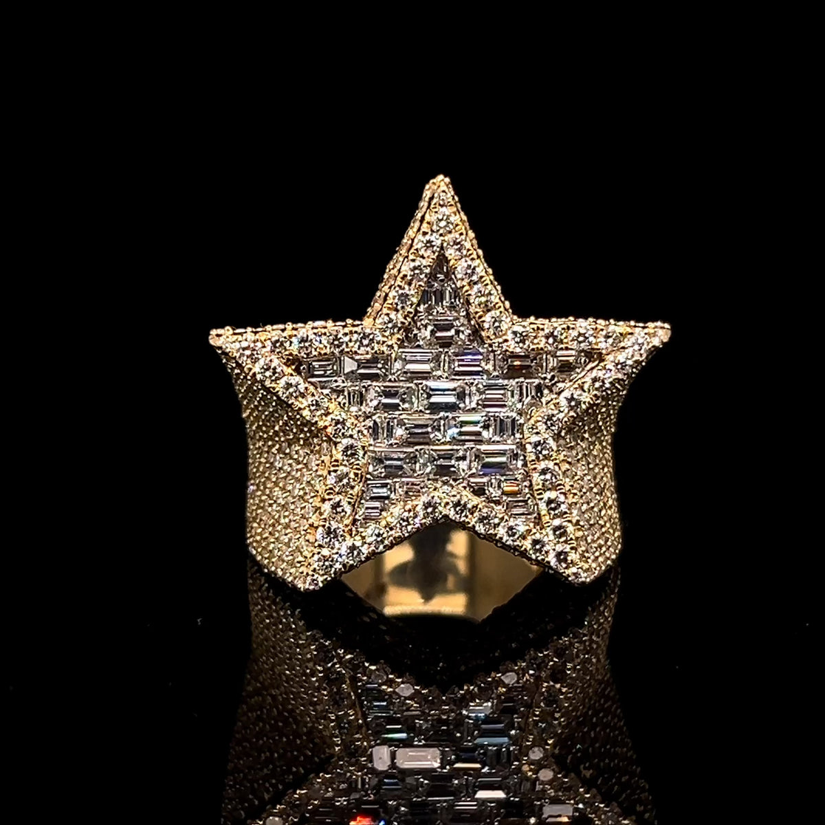 9.50 CT Emerald Cut Diamond Mens Star RIng