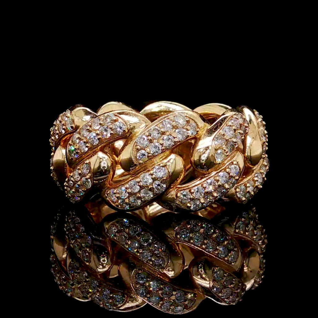 12.5MM Diamond Cuban Link Ring