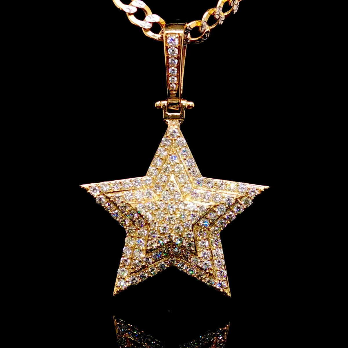 Studded Star Diamond Pendant in 14k