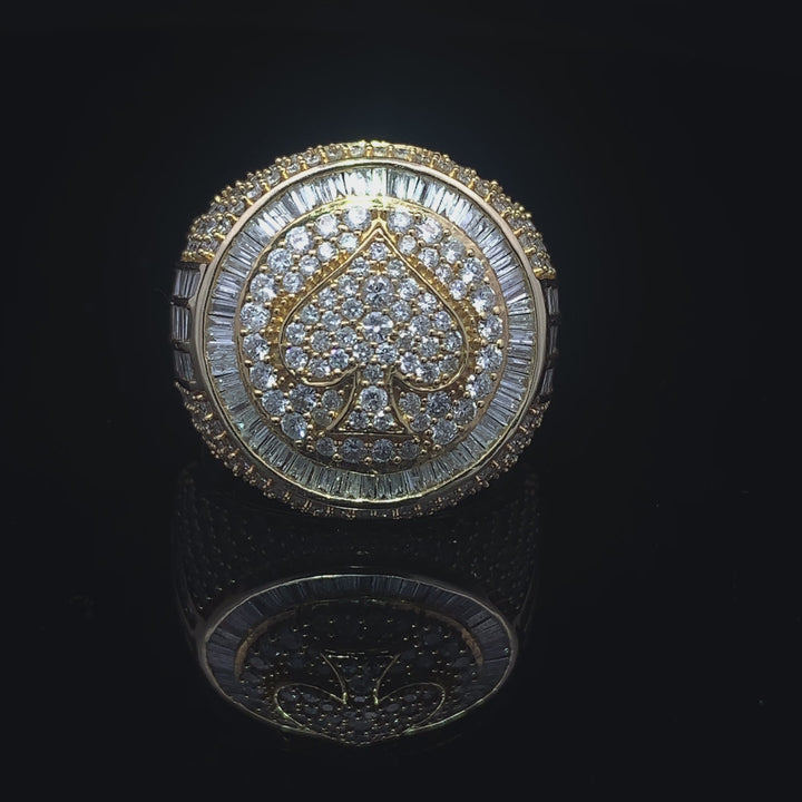 Ace of Spades Diamond Mens Ring 14k Gold
