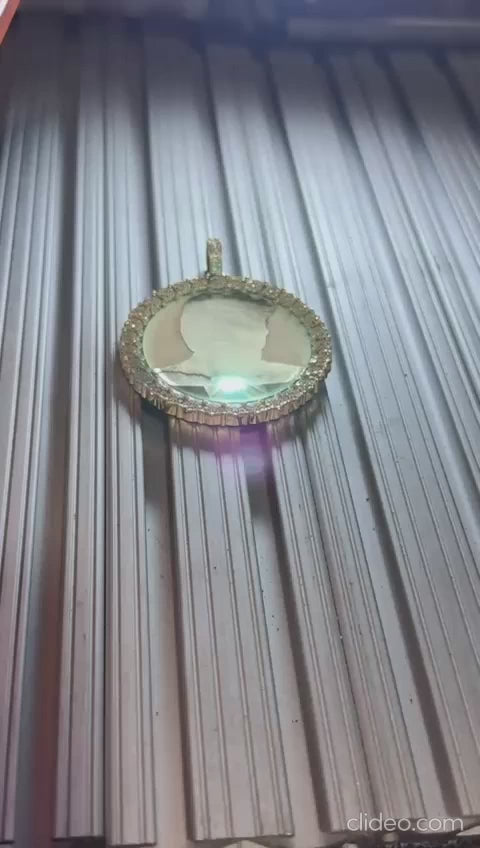 Large Gold and Diamond Photo Pendant