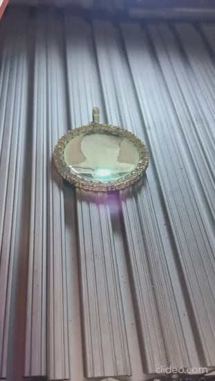 Single Row Diamond Circle Photo Pendant