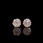 7MM Cluster Diamond Earrings 14K Gold