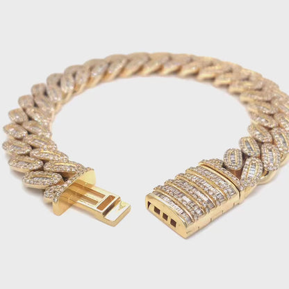 12.5MM Baguette Diamond Cuban Bracelet