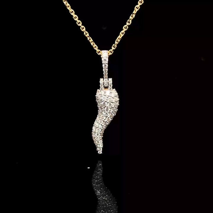 Diamond Italian Horn and Chain Set