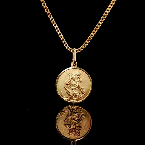 14K Solid Saint Christopher Medallion