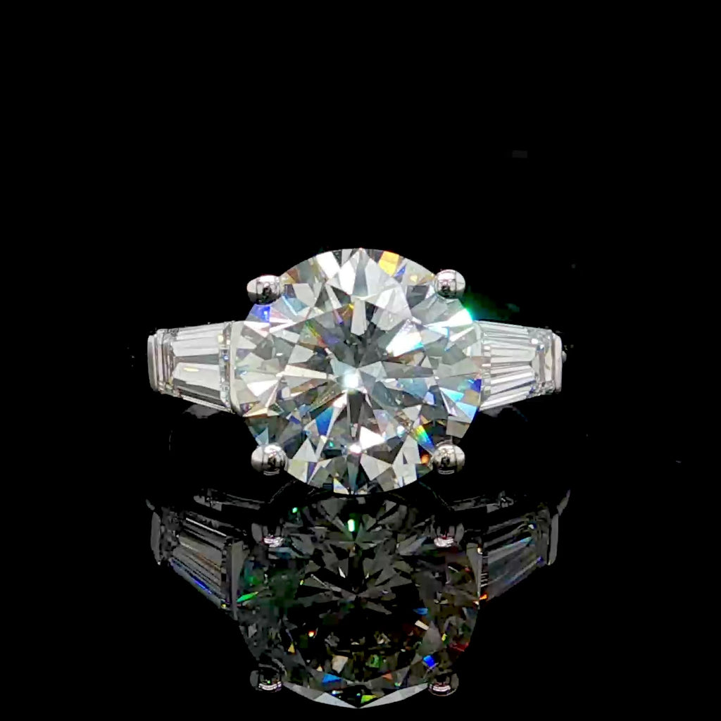 Round Brilliant with Tapered Baguette Engagement Ring