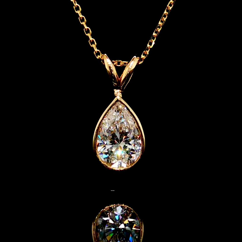Pear Shape Diamond Pendant 14K Gold