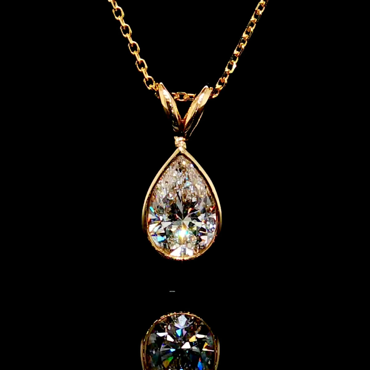 Pear Shape Diamond Pendant 14K Gold