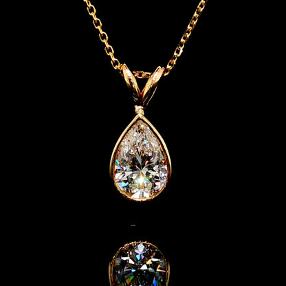 Pear Shape Diamond Pendant 14K Gold
