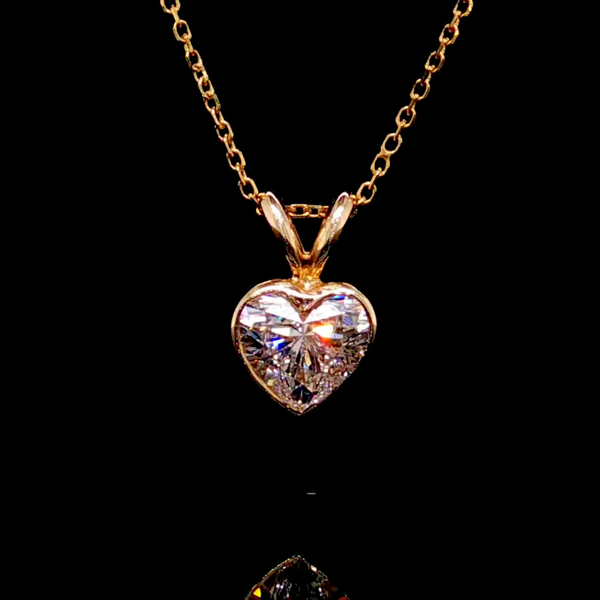 Lab Heart Diamond Bezel Set Pendant 14K Gold