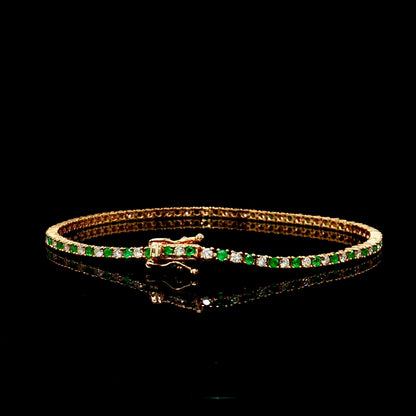 14K Diamond Tennis Emerald & Saphire Bracelet