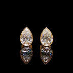 Lab Pear Diamond Bezel Set Studs 14K Gold