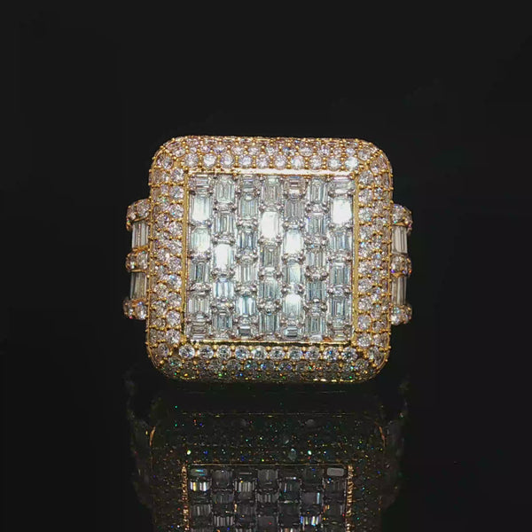 Diamond Mens Ring 14k Gold 8 CT Emerald Cut