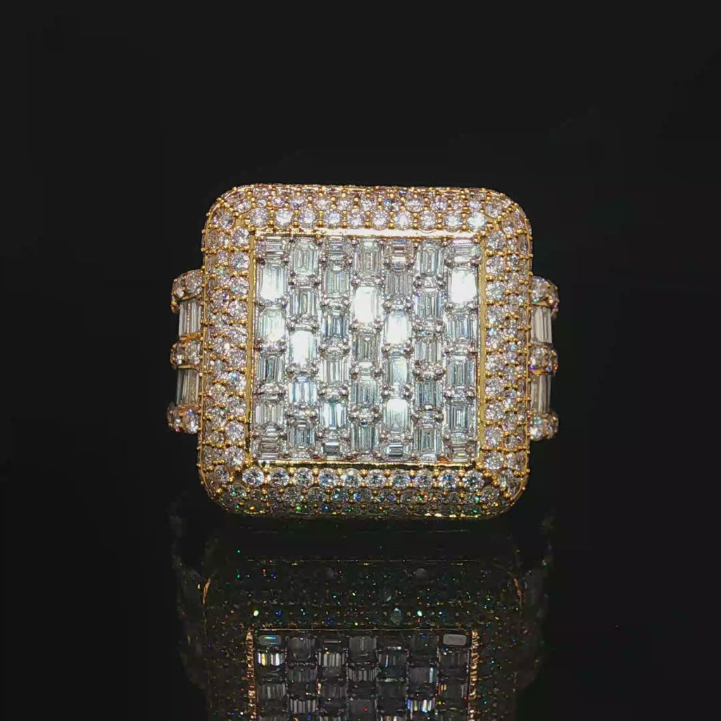Diamond Mens Ring 14k Gold 8 CT Emerald Cut