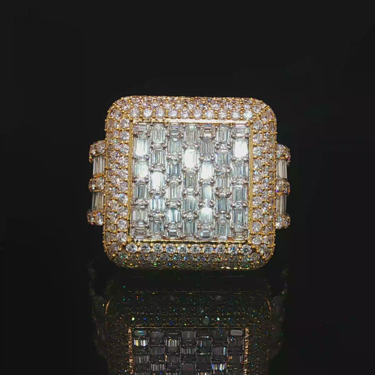 Diamond Mens Ring 14k Gold 8 CT Emerald Cut