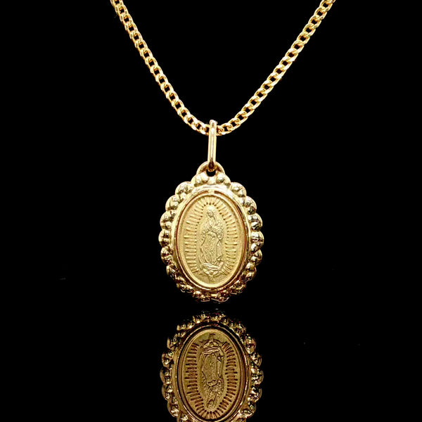 14K Solid Virgen de Guadalupe Medallion