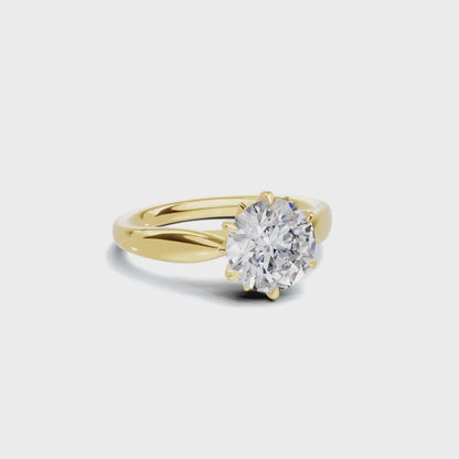 2 CT Round Brilliant Petal Solitaire Diamond Ring