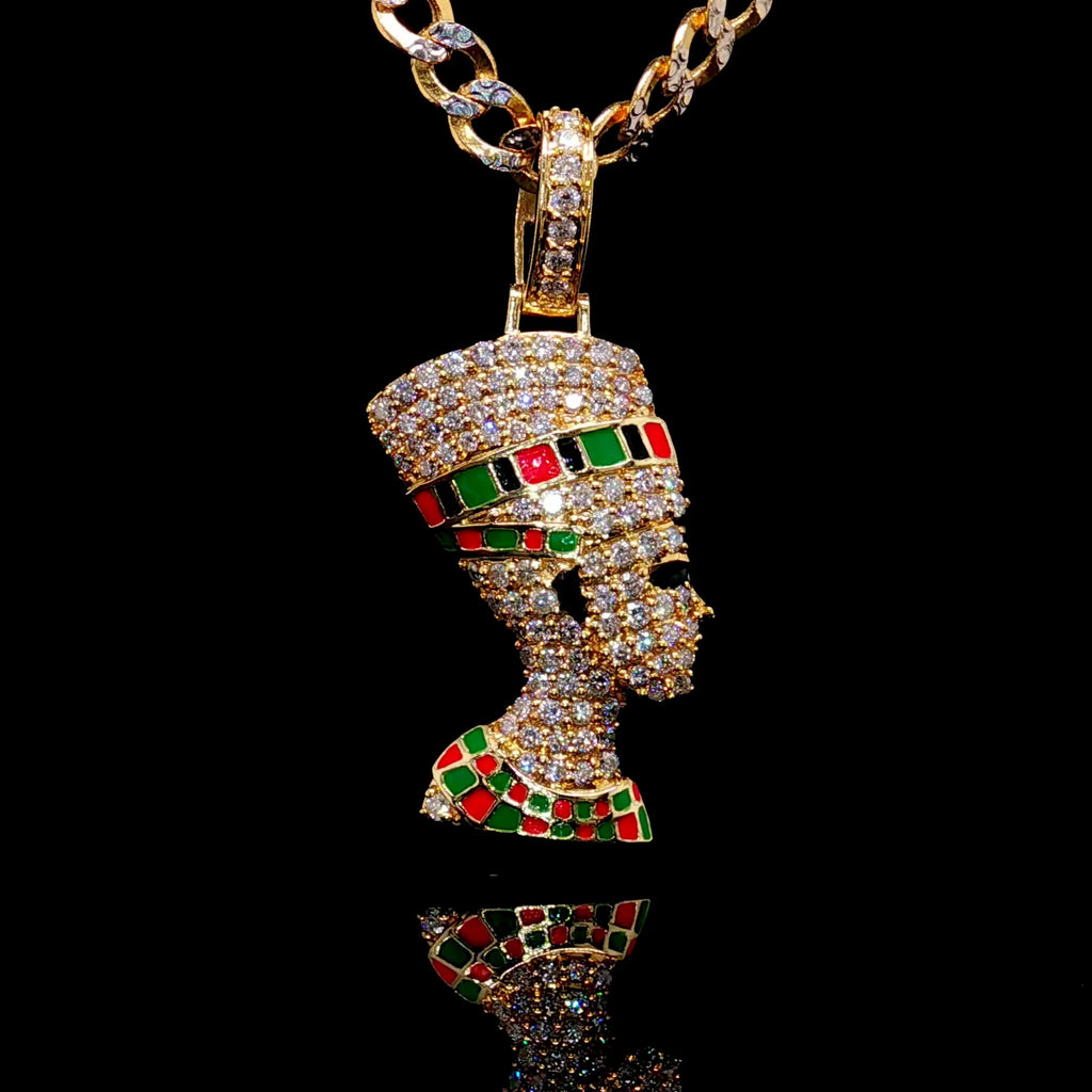 Diamond Nefertiti Pendant in 14k