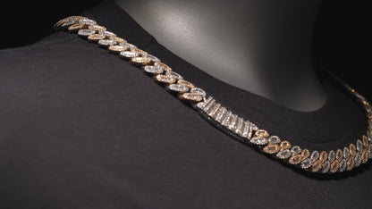 12.5MM Baguette White-Yellow Gold Diamond Cuban Link