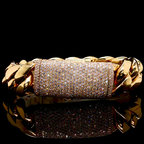 Solid 20MM Cuban Bracelet with 5 CT Diamond Lock 14K