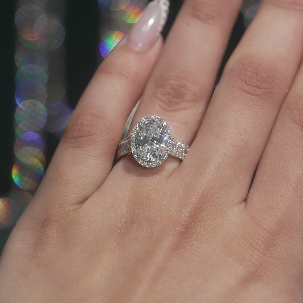 4.50CT Oval Diamond Halo Engagement Ring