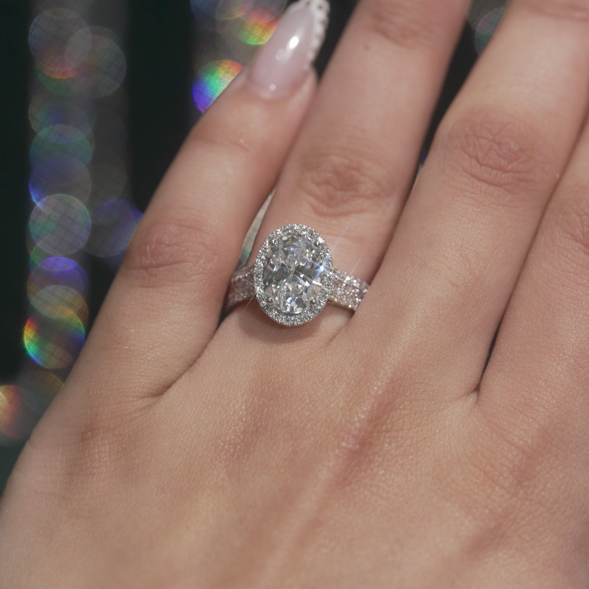 4.50CT Oval Diamond Halo Engagement Ring