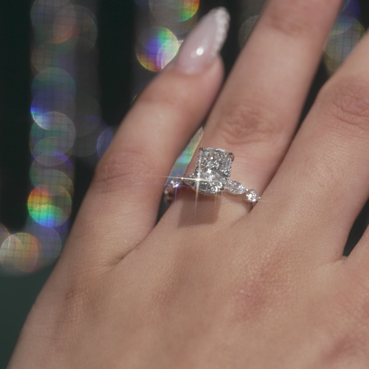 4CT Elongated Cushion Engagement Ring