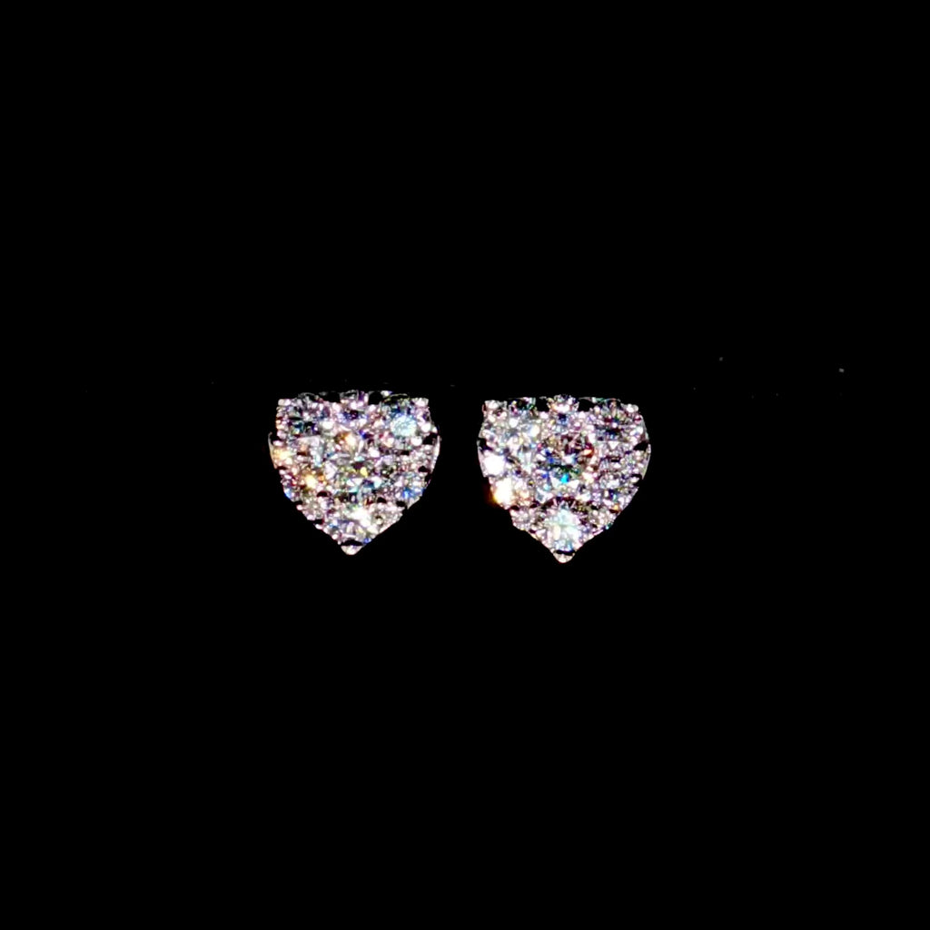 7MM Lab Diamond Heart Earrings 14K Gold