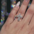 Asscher Diamond Cross Ring