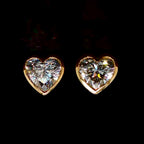 Lab Heart Diamond Bezel Set Studs 14K Gold