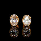 Lab Grown Oval Diamond Bezel Set Studs 14K Gold