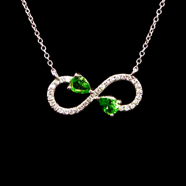 Infinity Peridot and Diamond Necklace