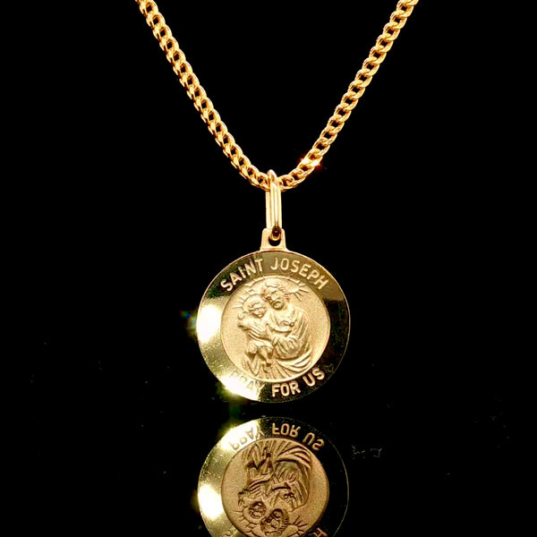 14K Solid Saint Joseph Medallion