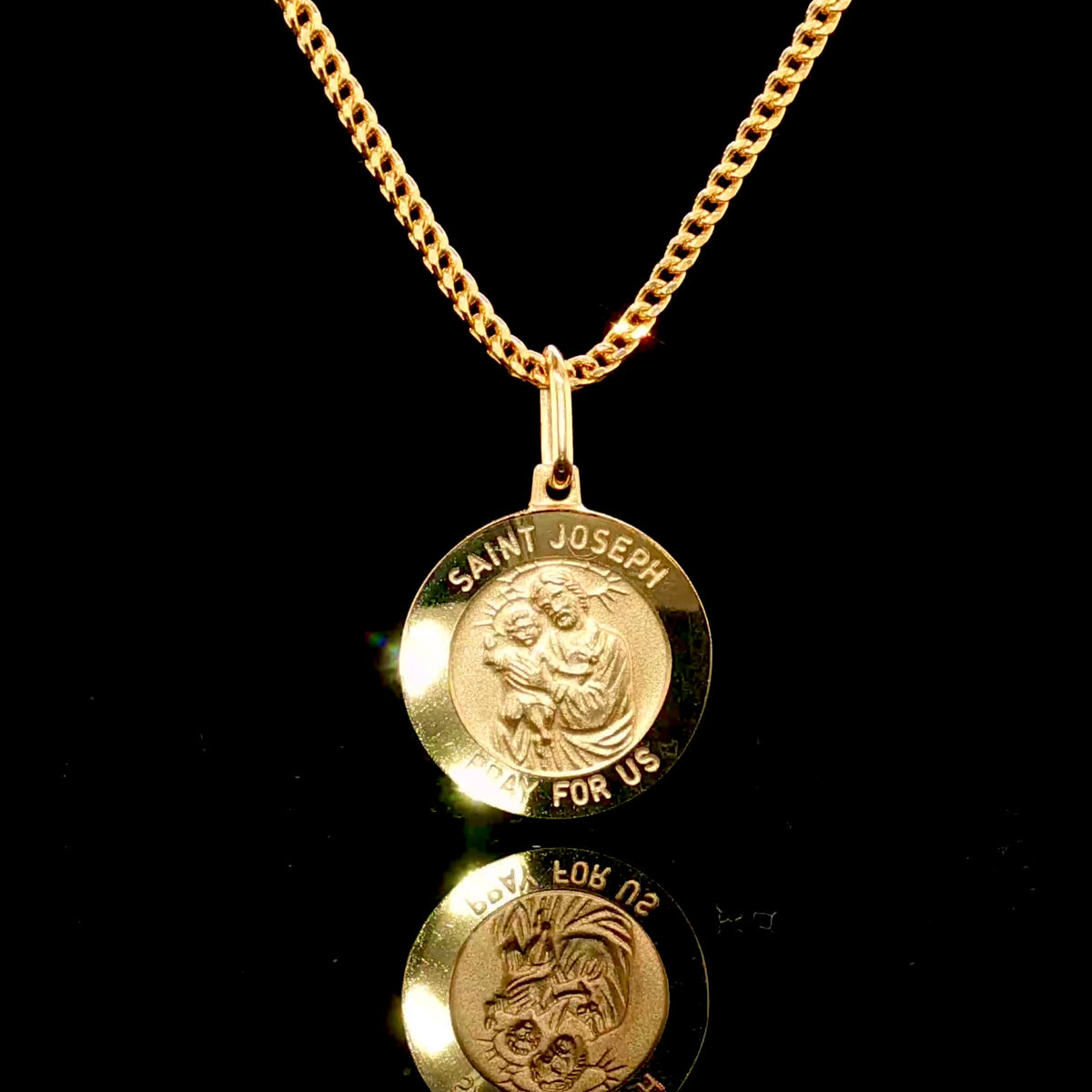 14K Solid Saint Joseph Medallion
