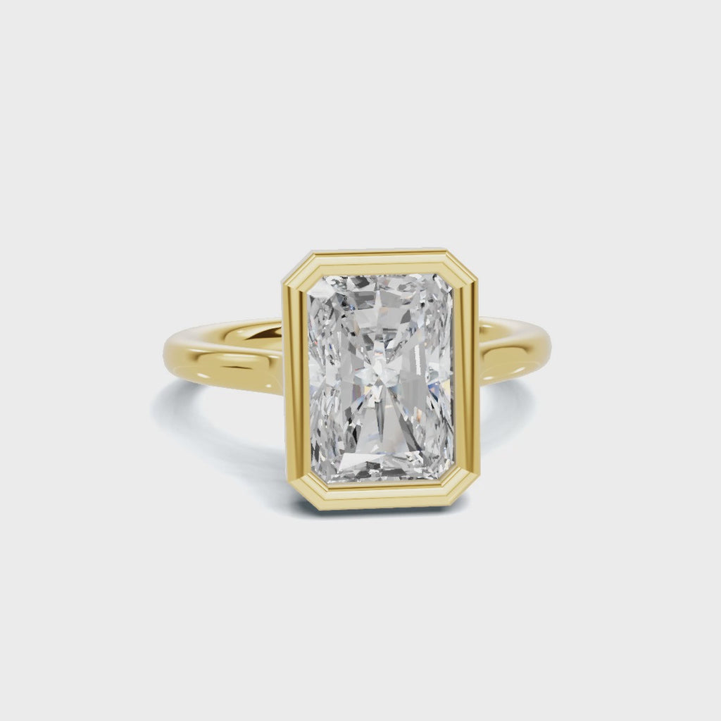 Modern 3 CT Radiant Cut Bezel Solitaire Ring