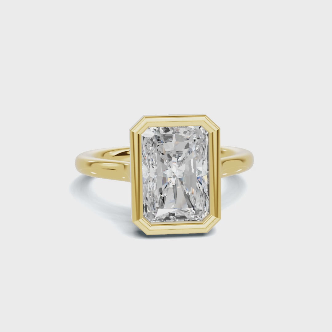 Modern 3 CT Radiant Cut Bezel Solitaire Ring